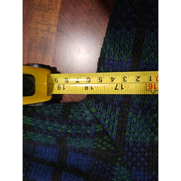Vintage Tally-Ho Green Blue Plaid Cardigan Sweater Acrylic Size PP S 0-2 - Picture 12 of 15